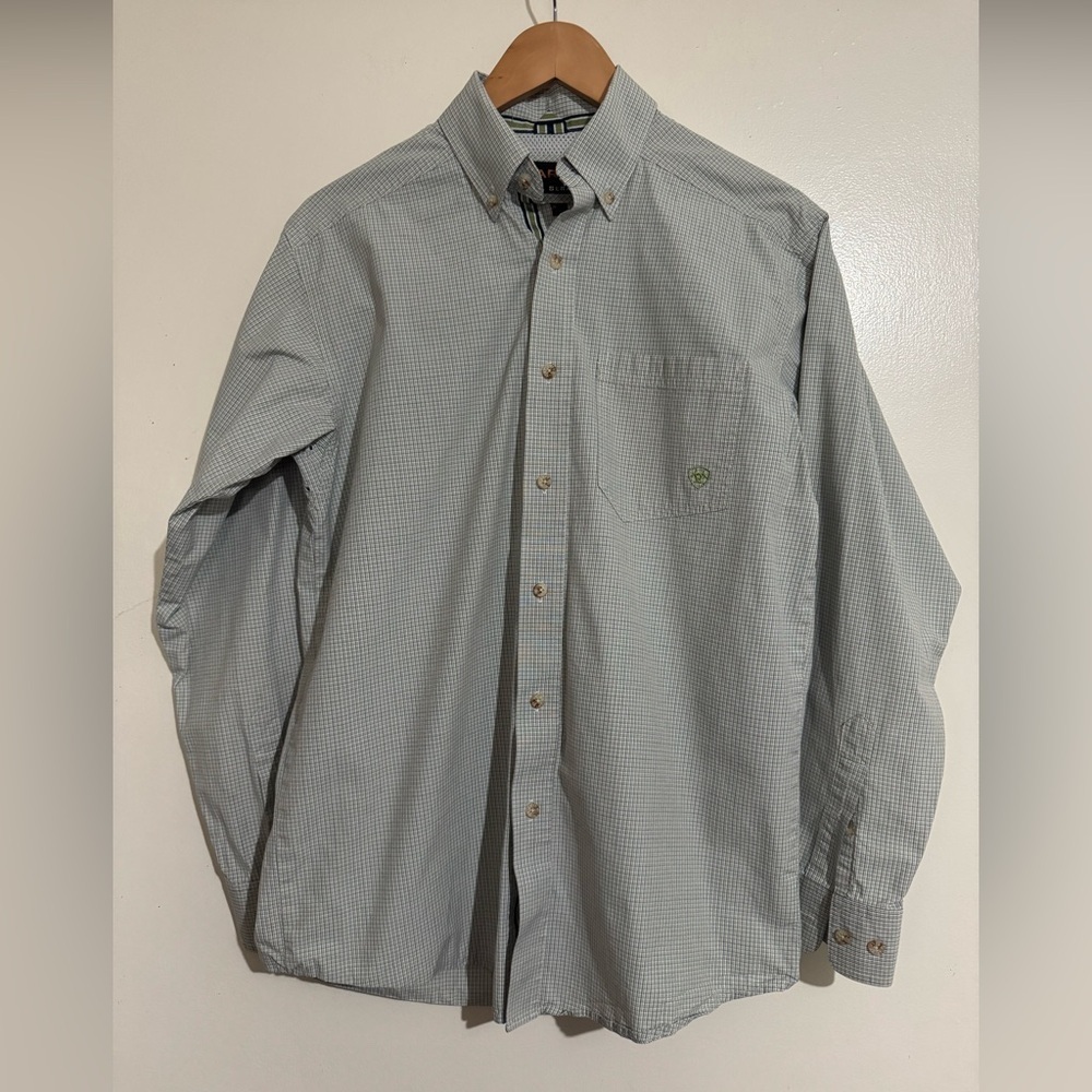 Ariat Pro series Men's Classic Green blue Checkered button Shirt small